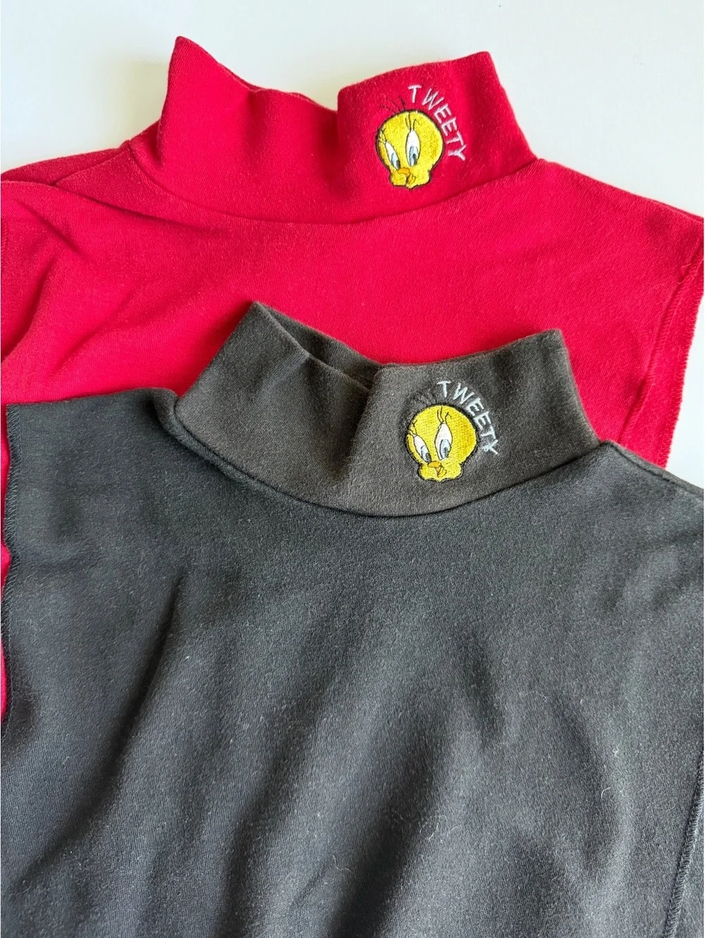 Kids Vintage 1998 Looney Tunes Tweety Bird Mock-Neck Collar Dickey Set
